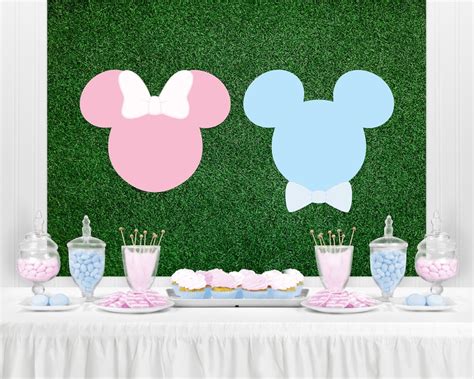 Mouse Characters Inspired Gender Reveal Party Backdrop Etsy