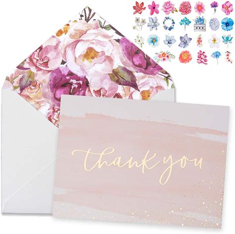 Buy Thank You Cards 48 Bulk Blank Gold Foil Watercolor Bulk Box Set