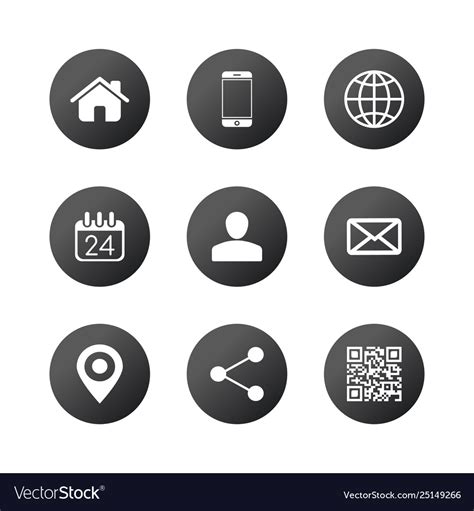 Contact Communication Icons For Business Card Web Vector Image