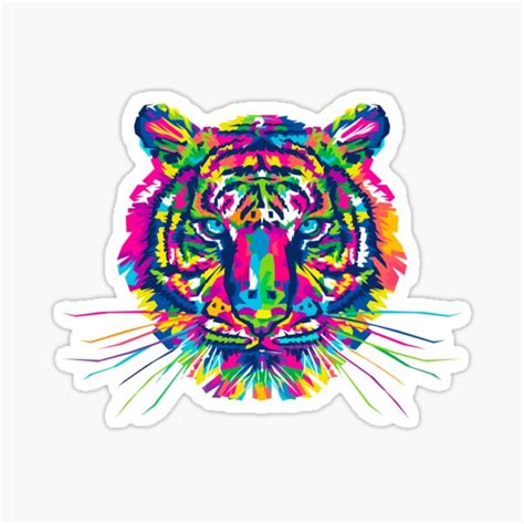 Colourful Tiger Face Multicoloured Bright Tiger Face Sticker By