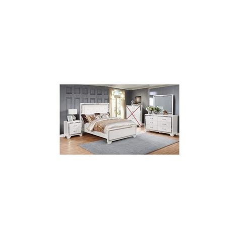 Gtu Furniture Contemporary White And Silver Style Wooden Queen