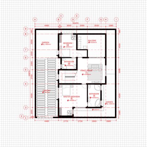 Residential Modern House Architecture Plan With Floor Plan Metric Units