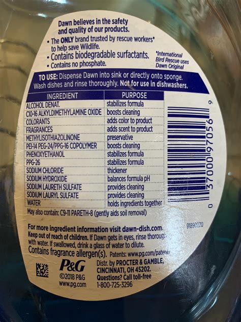 the back of this dawn dish soap tells you the purpose of each ingredient r mildlyinteresting