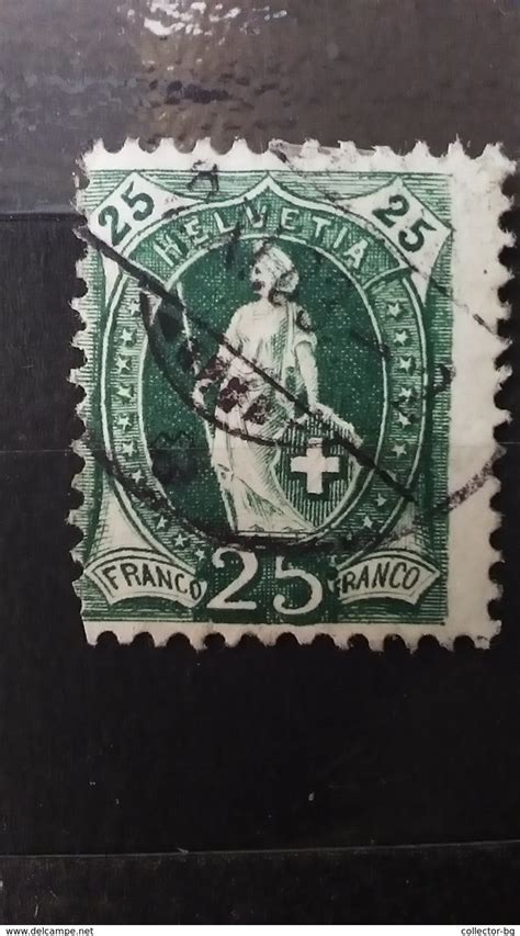 Oblitérés Rare 25 Franco Helvetia Swiss Green Uniqie Wmk Xi83 2