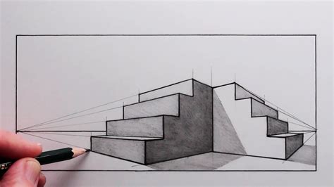 How To Draw Steps Using Two Point Perspective Narrated Easy Drawings