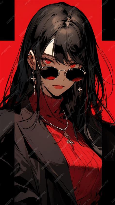 Premium Ai Image An Anime Girl In Maroon With Sunglasses