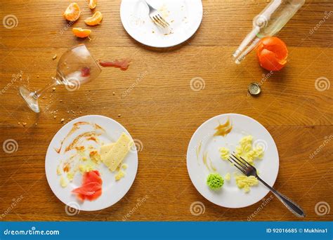 Messy Table After Party Stock Image Image Of Fork Evening 92016685