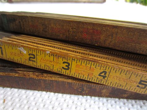 Vintage Lufkin Royal Wood Folding Rulers With Brass Extension