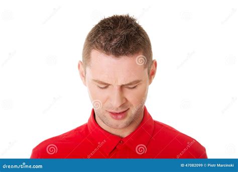 Portrait Of A Handsome Man Looking Down Stock Image Image Of