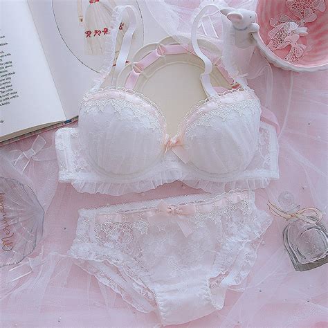 ribbon and lace kawaii princess girly lingerie set kawaii underwear set