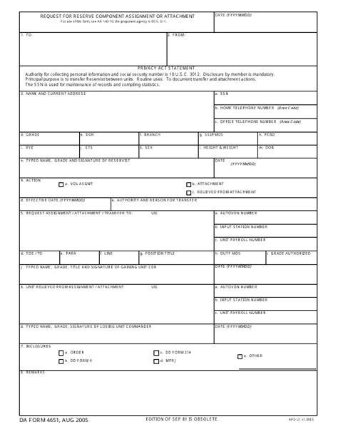 Da Form 4651 Fill Out Sign Online And Download Fillable Pdf