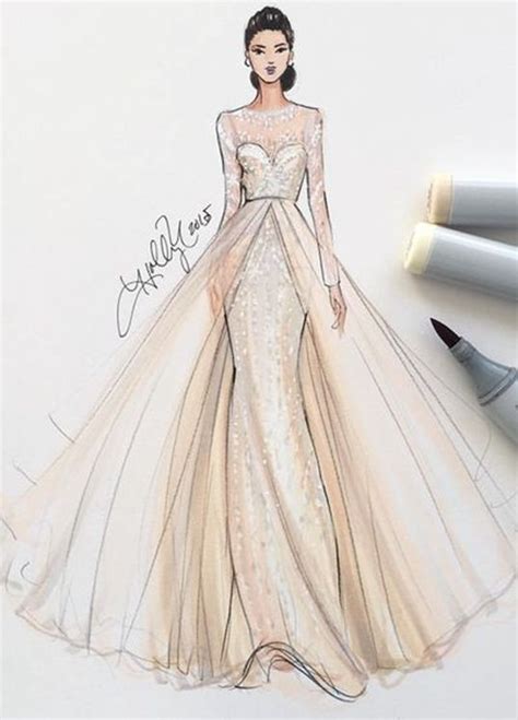 Fashion Illustration By Holly Nichols Monique Lhuillier Gown Wedding