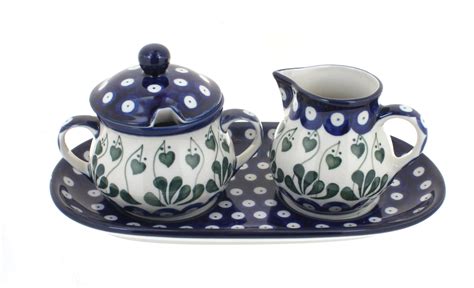 Great savings & free delivery / collection on many items. Blue Rose Polish Pottery | Alyce Small Cream & Sugar Set ...