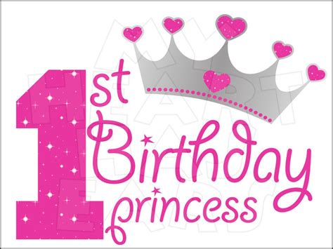 1st Birthday Princess Instant Download Digital Clip Art My Heart Has