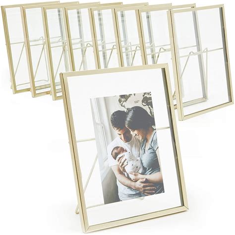 8 Pack Gold 5x7 Floating Glass Picture Frames For Tabletop Pressed Flowers Home Decor Michaels