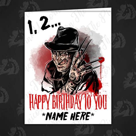 Personalised Freddy Krueger Birthday Card Horror Themed Etsy