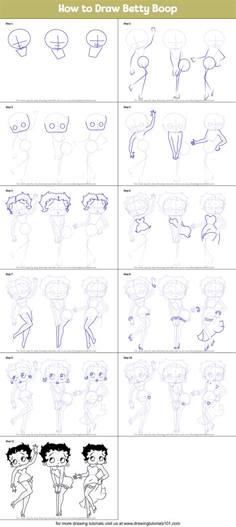 How To Draw Betty Boop Printable Step By Step Drawing Sheet
