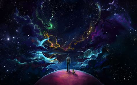 3840x2400 Man And Dog And Neon Space UHD 4K 3840x2400 Resolution ...