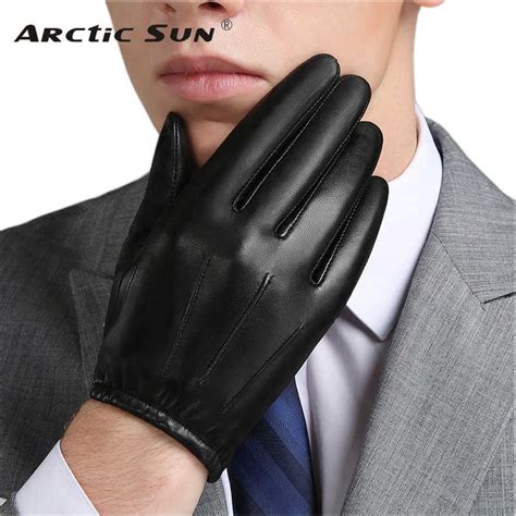 Bison Denim Men Genuine Sheepskin Leather Gloves Windproof Thermal Warm
