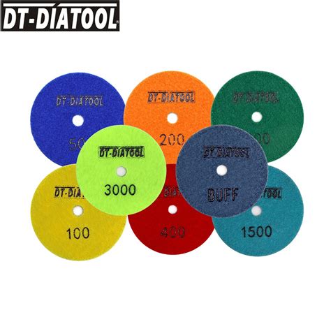 Dt Diatool 4pcs Dry Diamond Polishing Pads Flexible High Quality 4inch