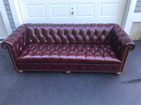 The furniture is beautiful and comfortable. Vintage English Oxblood Merlot Leather Chesterfield Tufted ...