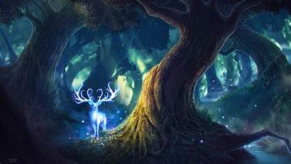 4k Fantasy Forest Magic Deer Digital Wallpapers