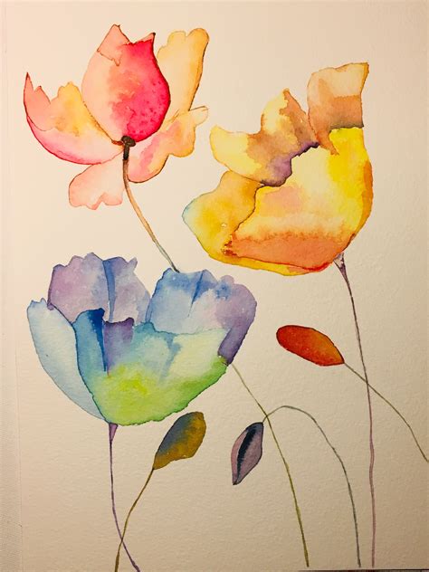 Simple Watercolor Pencil Flowers