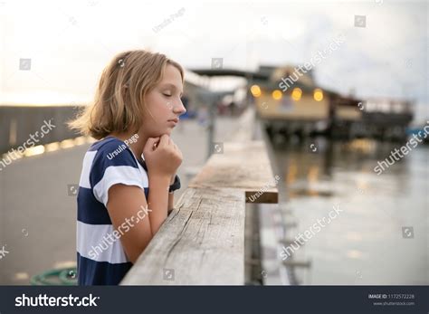 Child Tween Girl On Pier Looking Stock Photo 1172572228 Shutterstock