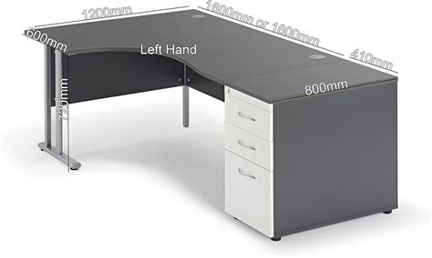 Curved Graphite Grey Cantilever Office Desk And 800mm Deep Desk High