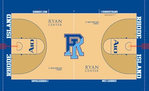 In professional or organized basketball, especially when played indoors, it is usually made out of a wood, often maple, and highly polished and completed with a 10 foot rim. Rhode Island gets brand-new court design - CBSSports.com