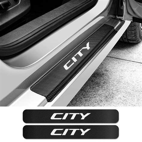 For Honda City 4pcs Car Door Plate Scuff Protection Door Step