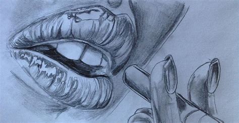 Smoking Lips Drawing By Shelby Rawlusyk