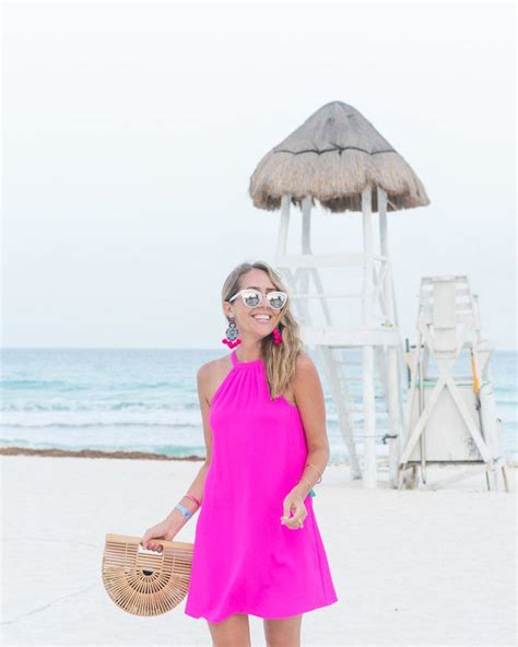 Hot Pink Dress Beach Style Cancun Outfits Hot Pink Dresses Simple