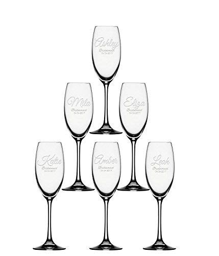 6x Champagne Flute Bridesmaid Champagne Glass Personalized Toasting