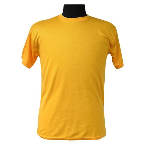Micro Polyester Round Neck Golden Yellow Sports T Shirt Rs 75 Piece Id 15312521033