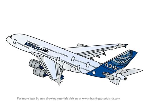 Learn How To Draw Airbus A380 Airplanes Step By Step Drawing Tutorials