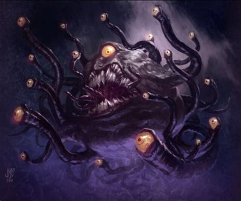 Beholder Dark Creatures Fantasy Creatures Art Mythical Creatures