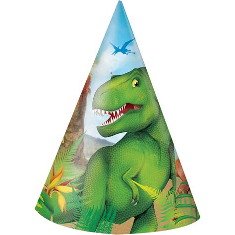 Unique Industries Dinosaur Multi Color Birthday Party Hats 8 Count