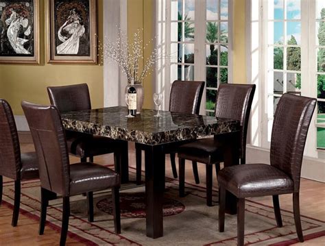 Thick Brown Faux Marble Table Top 5 Piece Dining Set All Nations