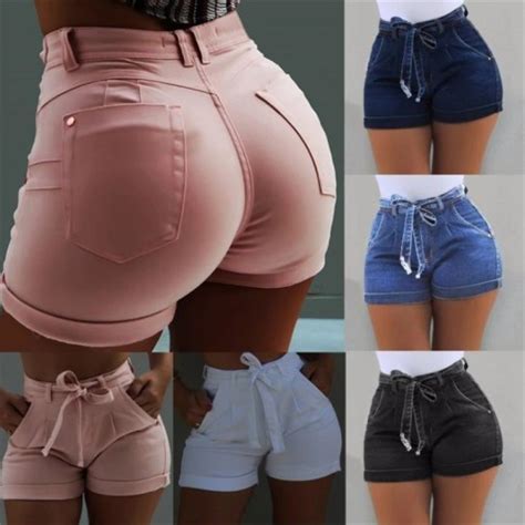 High Waist Hot Ladies Shorts Women Summer Short Jeans Bandage Plus Size Lady Office Black Booty