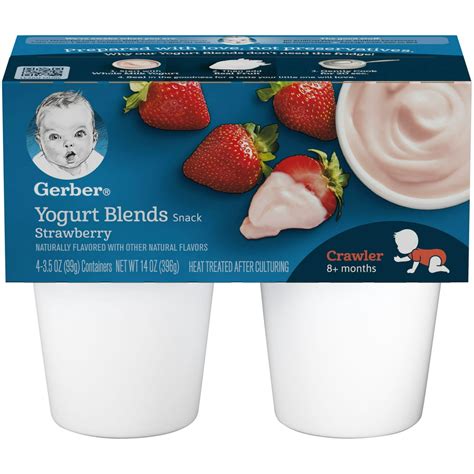 Gerber Yogurt Blends Snack Strawberry Yogurt 35 Oz Cups 4 Count