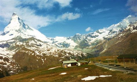 Glacier Express Train To Tasch Zermatt And Matterhorn Mountain In