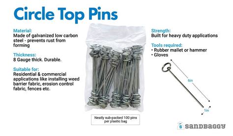 Circle Top Pins For Landscape Fabric And Weed Barrier Sandbaggy