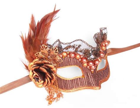 Brown And Copper Masquerade Mask With Various Accents Venetian Etsy