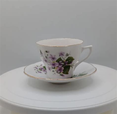 Vintage Rosina English Bone China Tea Cup Saucer Made In England Purple