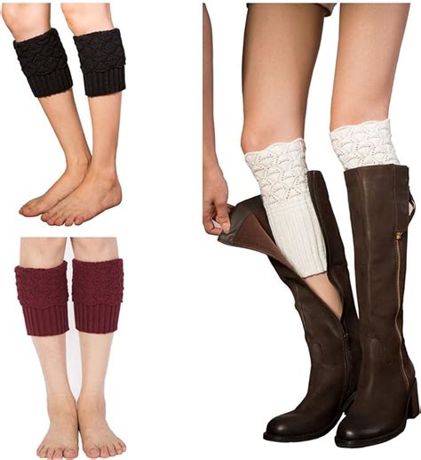 Women Winter Keep Warm Knitted Boot Socks Cuff Topper Liner Leg Warmer Pack Of 3 Pairs Choose