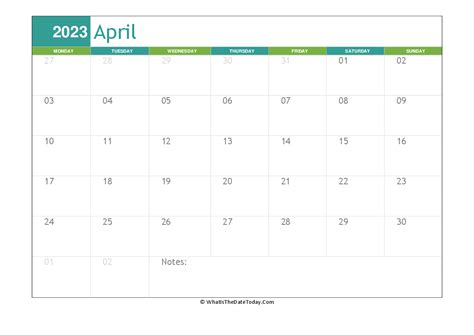 Fillable April Calendar 2023 Whatisthedatetoday Com
