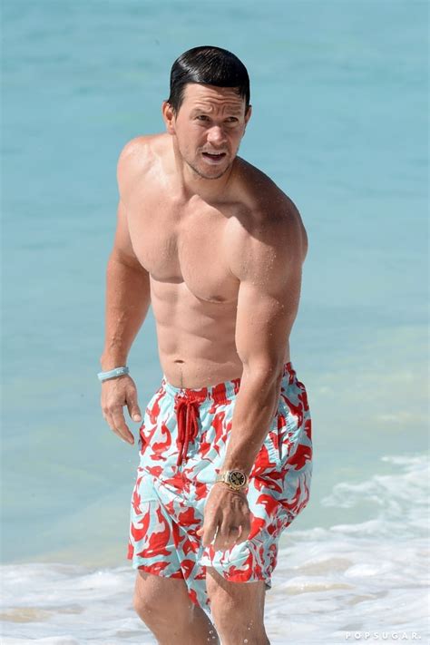 Mark Wahlberg Shirtless On The Beach In Barbados Jan Popsugar