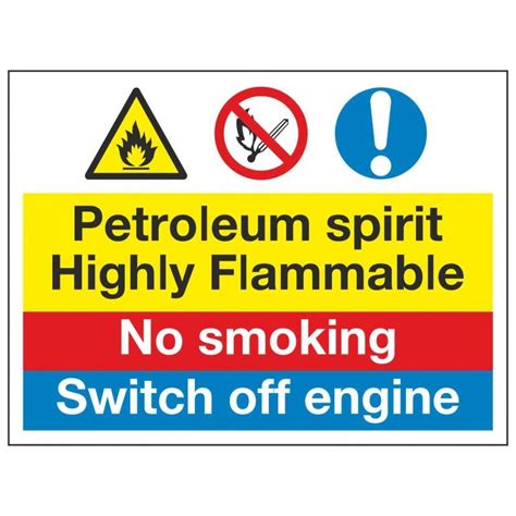 Petroleum Spirit Highly Flammable No Smoking Switch Off Engine