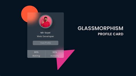 Glassmorphism Profile Card Ui Design Using Html Css Css Glass Morphism